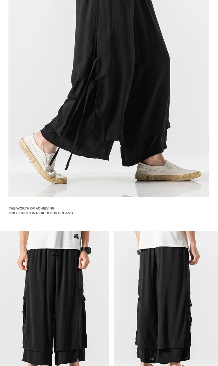 Sinicism Store, мужские широкие брюки, летняя одежда, хлопок, лен, свободные, мужской ханьфу, китайский стиль, мужские длинные штаны, 3XL