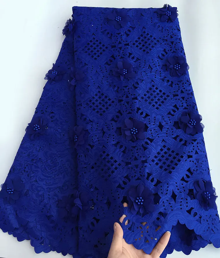 Design D Royal blue 5 ярдов детские розовые корейские кружевные вышитые бисером африканские кружевные ткани нигерийская одежда ткань с вырезами высокое качество горячая распродажа - Цвет: Design D Royal blue