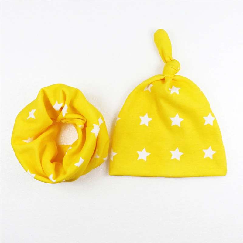 yellow star Хлопок детские шапки для мальчиков детские футболки с рисунком из мультфильма; шапочка для новорожденного ручной Кепки шляпка для девочки детский шарф воротник Детские шапки Детская шапочка Шапки - Цвет: yellow star