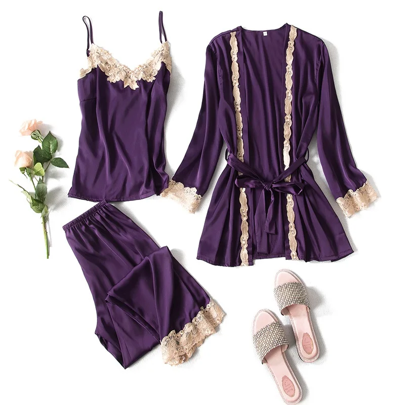 Роскошные летние шелковые пижамные комплекты для женщин женская домашняя одежда