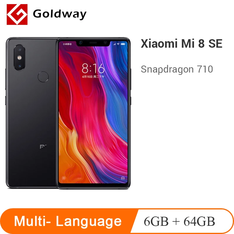 Смартфон Xiaomi Mi 8 SE, 6 ГБ, 64 ГБ, 5,88 дюйма, 18,7: 9, полноэкранный Восьмиядерный процессор Snapdragon 710, фронтальная камера 20 МП, аккумулятор 3120 мАч