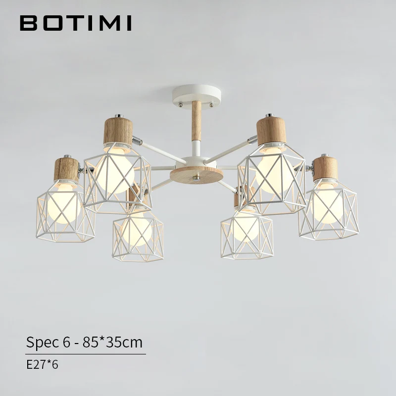 BOTIMI Lustre деревянная люстра для железный абажур для гостиной светодиодный люстра освещение люстры Para Sala De Jantar домашняя лампа