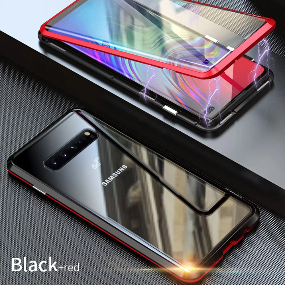 Магнитный чехол для samsung Galaxy S10 Plus, S10e, S9, S8, Note 9, 8, Полный Передний+ задний, 9 H, закаленное стекло, Магнитная пленка, чехол s, крышка
