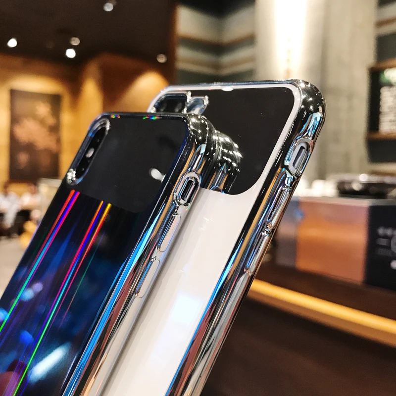 WMZSUCC Laser Rainbow Tempered Glass Phone Case for iPhone X 8 7 Back Cover 6 6s Plus Wholesale |