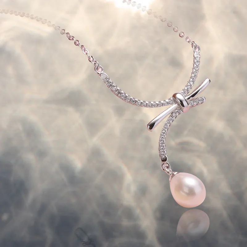 

MADALENA SARARA Sterling Silver S925 AAA Freshwater Pearl Women Pendant Chain Drops Powder Beads Fashion Popular