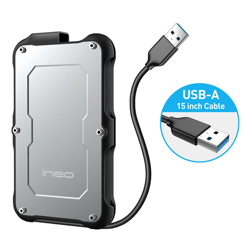 Ineo жесткий диск Чехол Прочный противоударный алюминиевый внешний USB 3,0 тип A для SATA 2,5 жесткий диск SSD корпус Caddy [T2580]