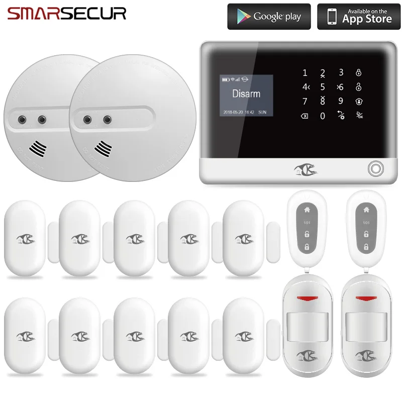 Smarsecur home security alarm WIFI APP Control Wireless GSM/SMS Home GSM House Alarm System