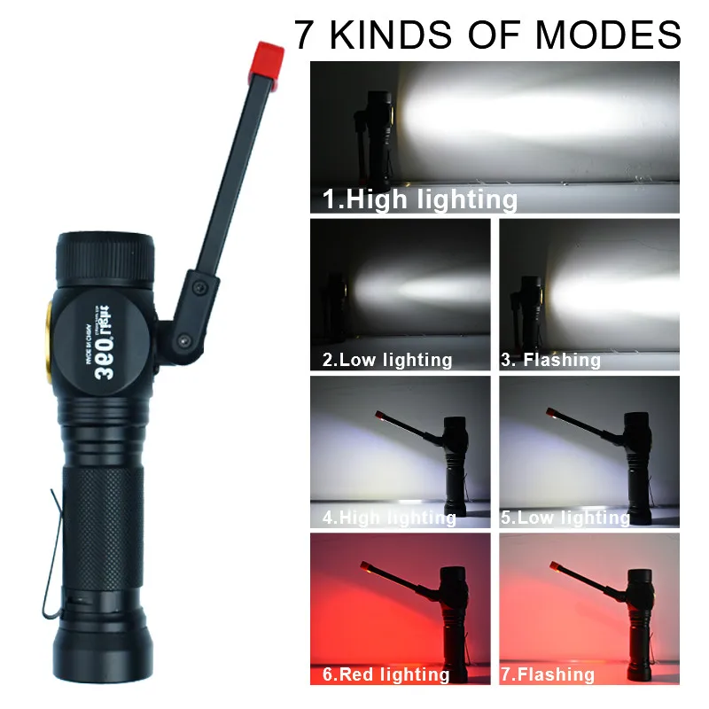 portable outdoor adventure high power Ultra Bright LED flashlight red strobe flash light USB rechargeable 18650 torch | Освещение