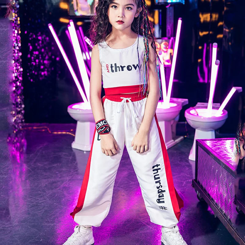 

Children'S Jazz Dance Costume Girls Sleeveless Vest Pants Hip Hop Perform Costume Korean Version Kids Cheerleading Wear DWY1721