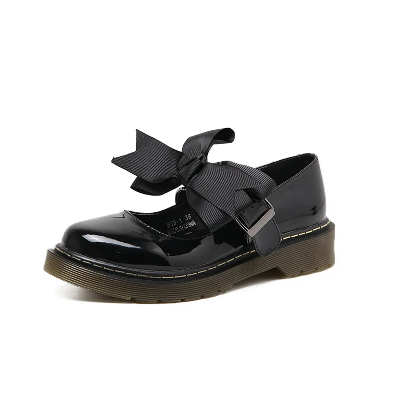 Женская обувь на платформе в стиле Харадзюку Модная для учебы Осенние кожаные