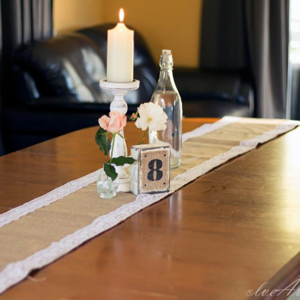 Джутовый натуральный элегантный кружевной тканевый чехол для стола DIY