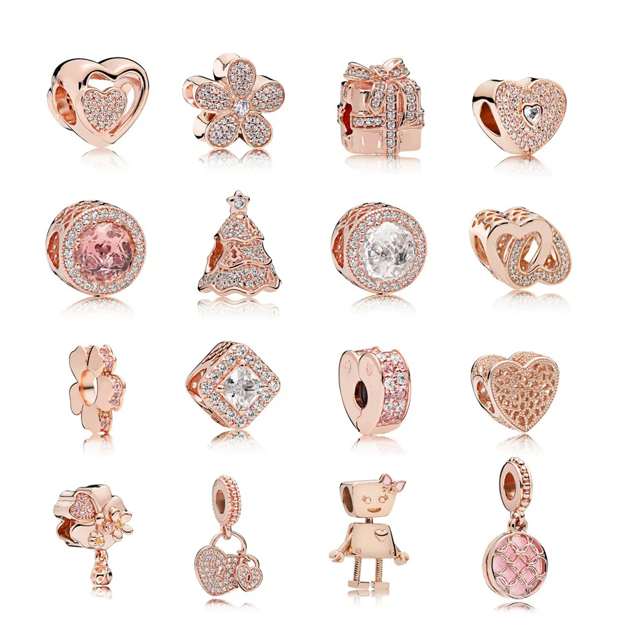 Neastamor подвески из розового золота в европейском стиле Bella Bot Love Heart Beads подходят к