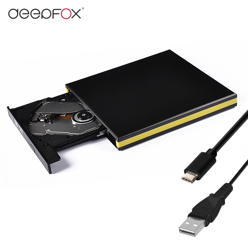 

Внешний тонкий оптический привод Deepfox USB 3,1 Type C DVD-RW/CD-RW, записывающее устройство