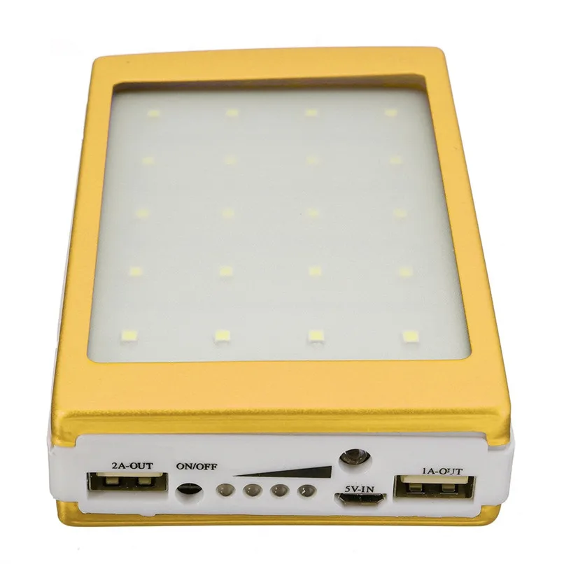 Солнечный светодиодный портативный двойной USB внешний аккумулятор 5x18650 Внешний