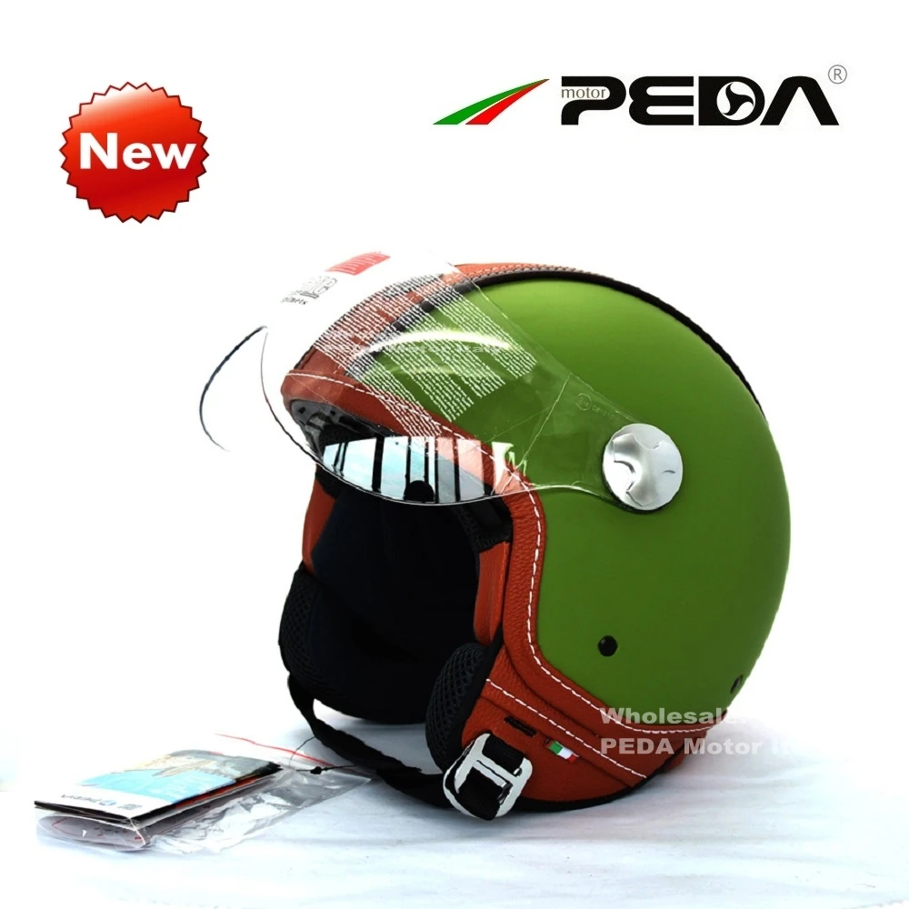 Винтажный кожаный мотоциклетный шлем унисекс с открытым лицом|open face|dot motorcycle