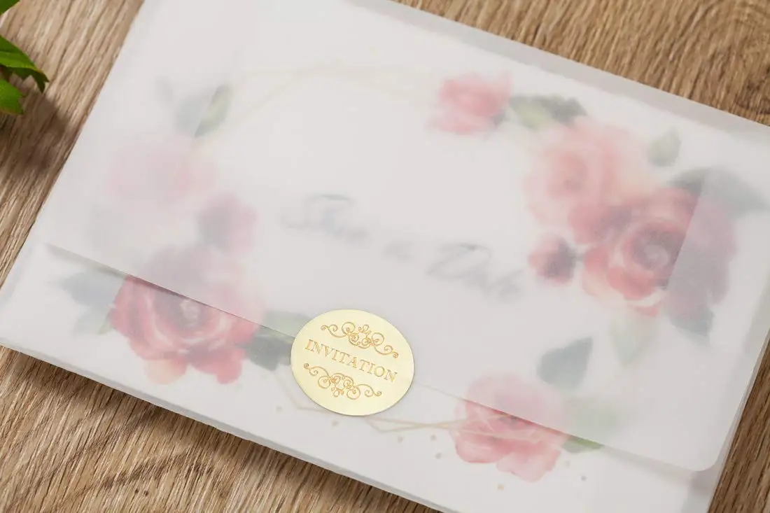 100 шт Цветочная красная роза свадебные приглашения прозрачные совпадающие с