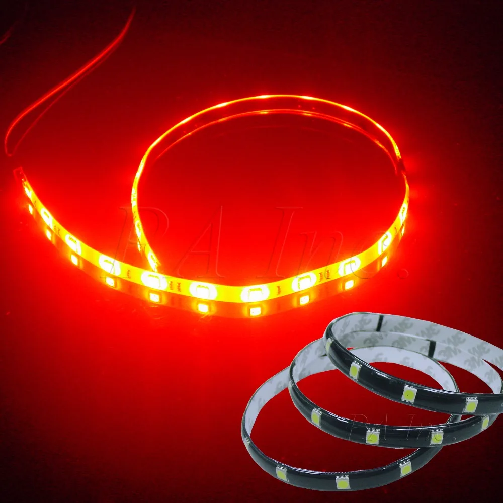 PA LED 2 шт. x гибкие 12SMD 5050 SMD внутренние наружные огни полоса 30 см красный