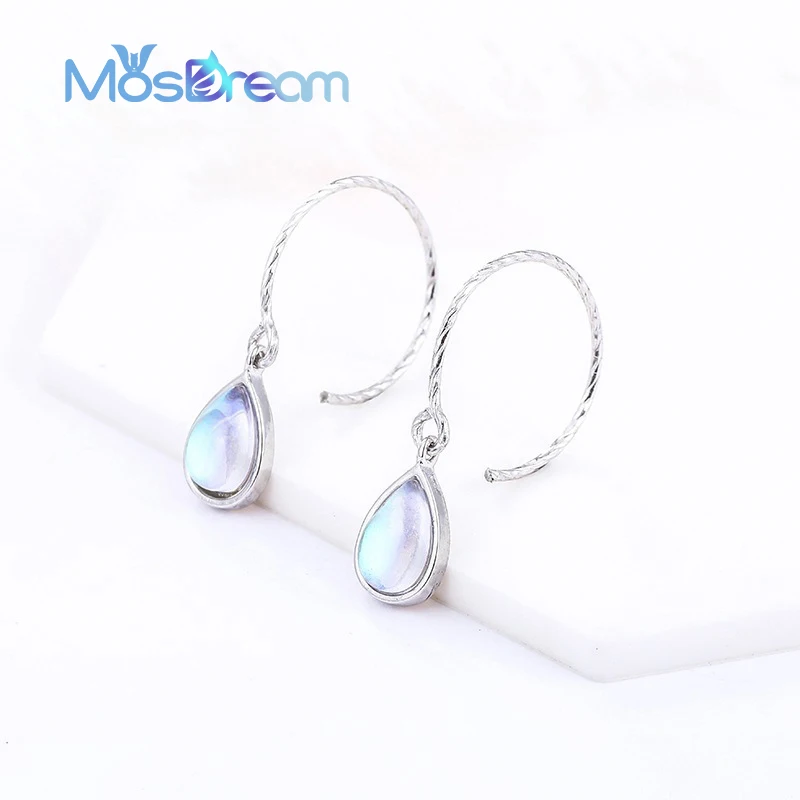 MosDream свежие серьги в виде капель из серебра s925 пробы, женские простые серьги для девушек, Элегантные Очаровательные серьги-гвоздики небесно-голубого цвета с кристаллами