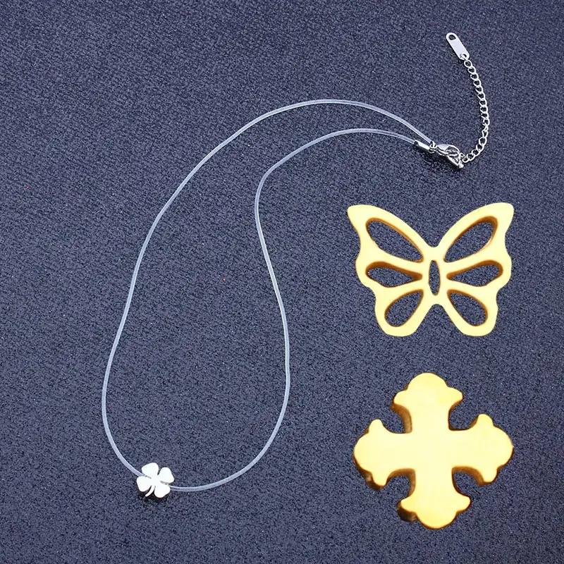 SHE WEIER stainless steel chocker necklaces &amp pendants neckless invisible chain necklace women heart infinity cross | Украшения и