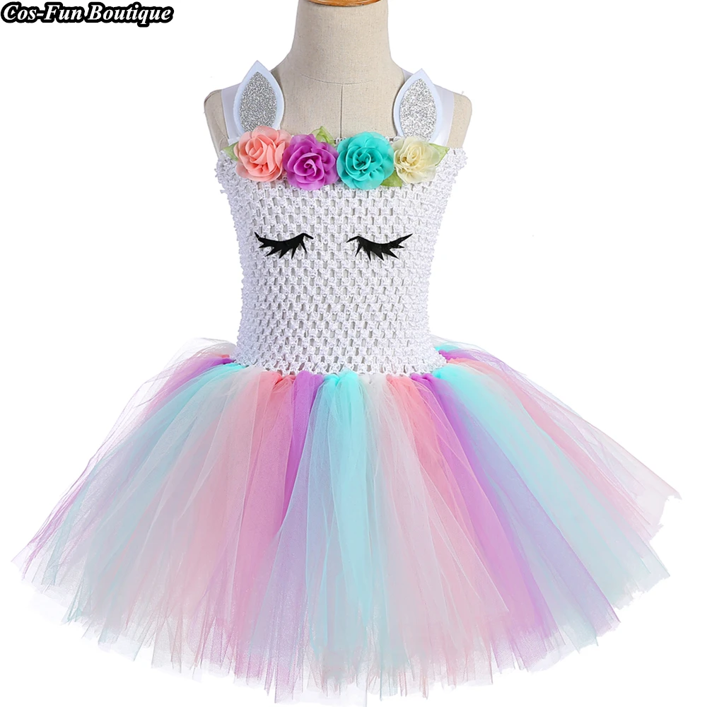 На день рождения с изображением единорога нарядное платье-пачка для маленьких