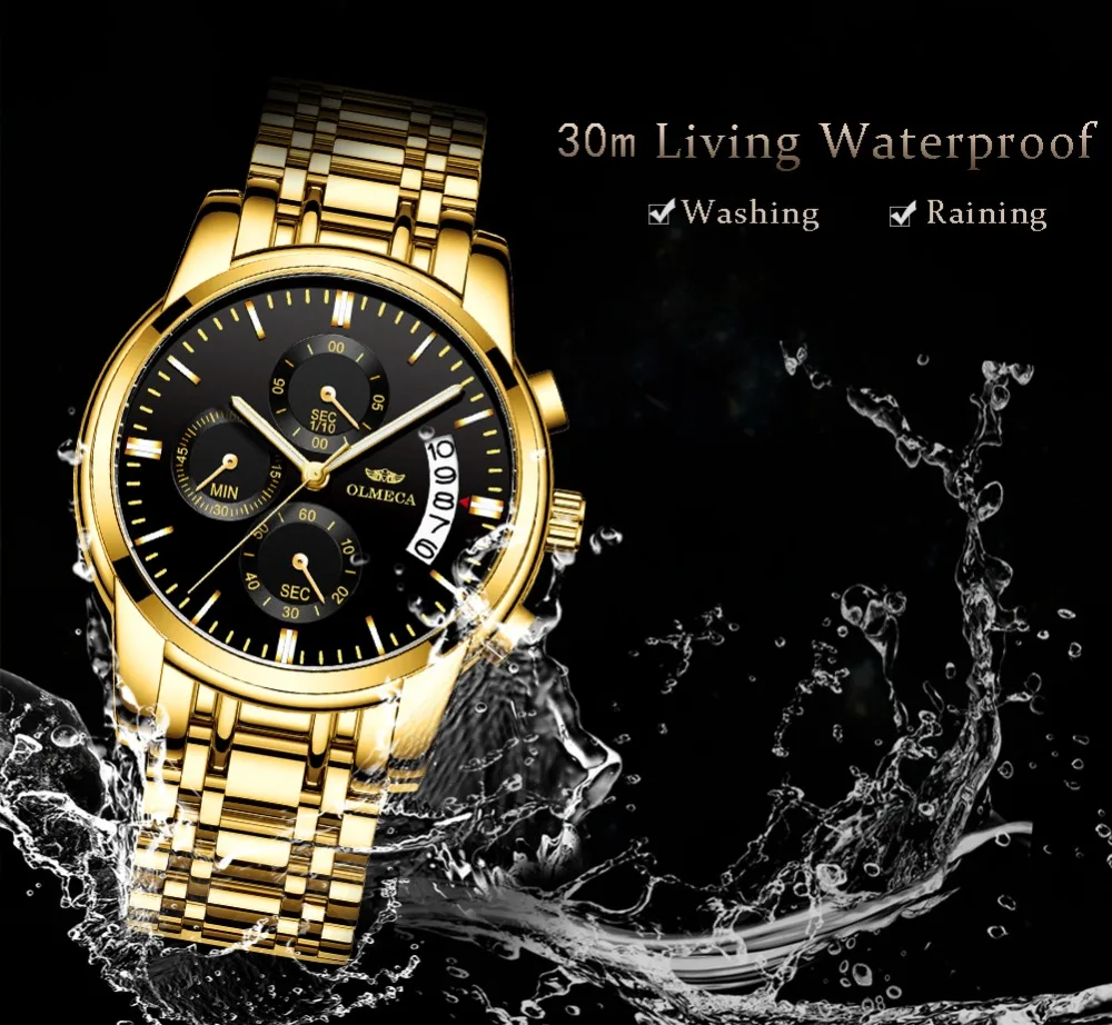 Мужские часы лучший бренд класса люкс Спортивный Хронограф Золотые водостойкие