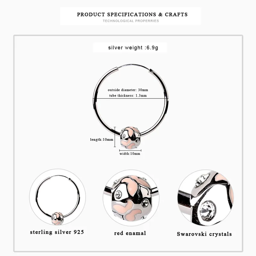Серьги из стерлингового серебра 925 пробы цветные серьги с эмалью модные