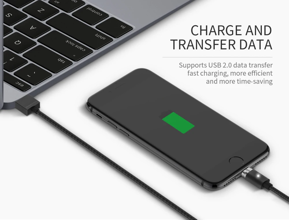 Магнитный зарядный кабель WSKEN 2 в 1 для iPhone 6, 7, 8 Plus, X, samsung, Xiaomi, 8 pin, IOS, Micro usb, светодиодный кабель для быстрой зарядки