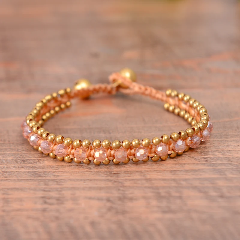Браслеты с бусинами из кристаллов для женщин Очаровательные бусы латунным