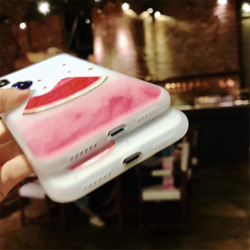 Moskado рельефный чехол для iPhone 6 6s 7 8 Plus X Модный милый мультяшный фрукт Арбуз Лимон