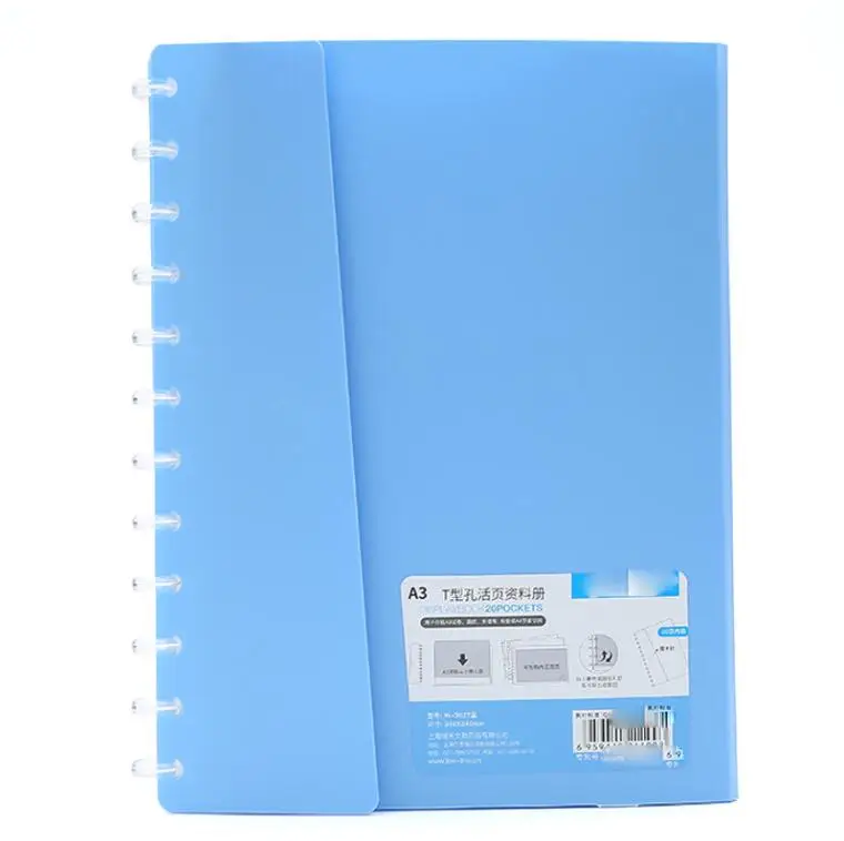 W-302T-1 blue Deli, 1 шт., А3, канцелярские принадлежности, простой, многослойный, прозрачный, для информации, сумка, бумага, пряжка, А4, папка, конфетный цвет, папка для хранения файлов - Цвет: W-302T-1 blue
