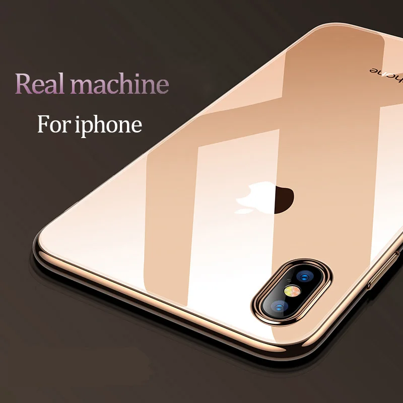 Закаленное стекло чехол для iPhone X Xs Max прозрачное зеркальное покрытие 7 8 7/8 Plus TPU