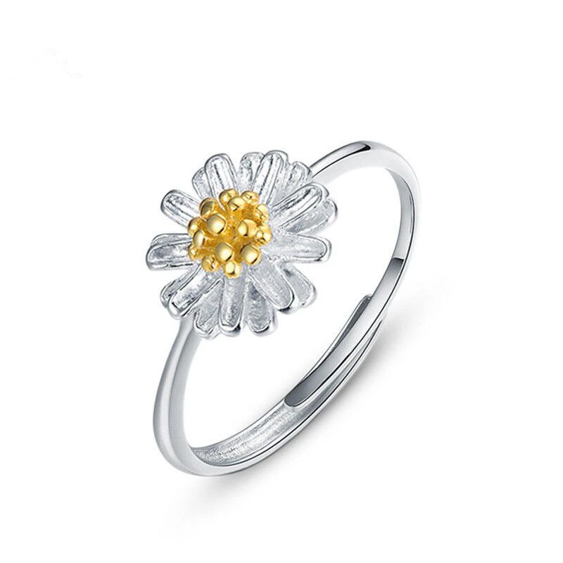

Fashion Sterling Silver Ring Young Women Simplicity Sunflower Charm Jewelry Party Ring Silver 925 Jewelry