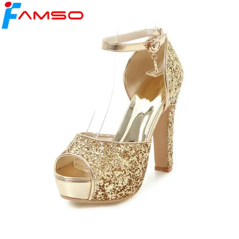 FAMSO/Size34 43 Новинка 2019 года женские босоножки цвет черный красный золотой