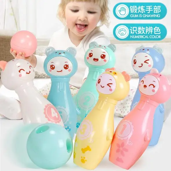 Цветной стандартный набор для боулинга из 8 предметов с 6 штырьками 2 шара детская