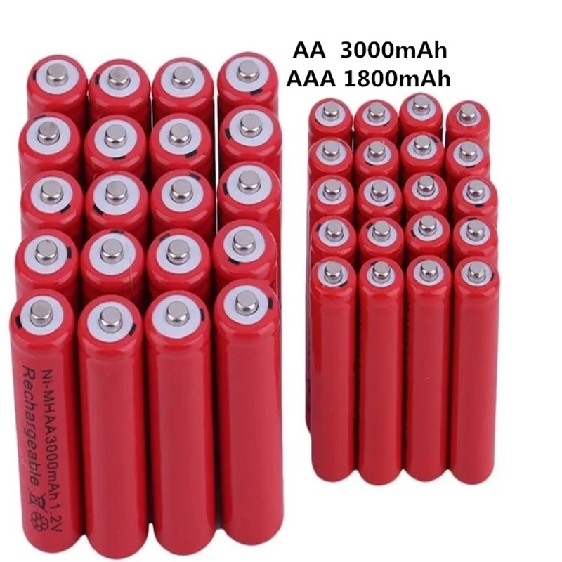 AA 3000mAh + AAA 1800mAh 1 2 V NiMH 14500 аккумуляторная батарея 2A 3A батарея|Перезаряжаемые
