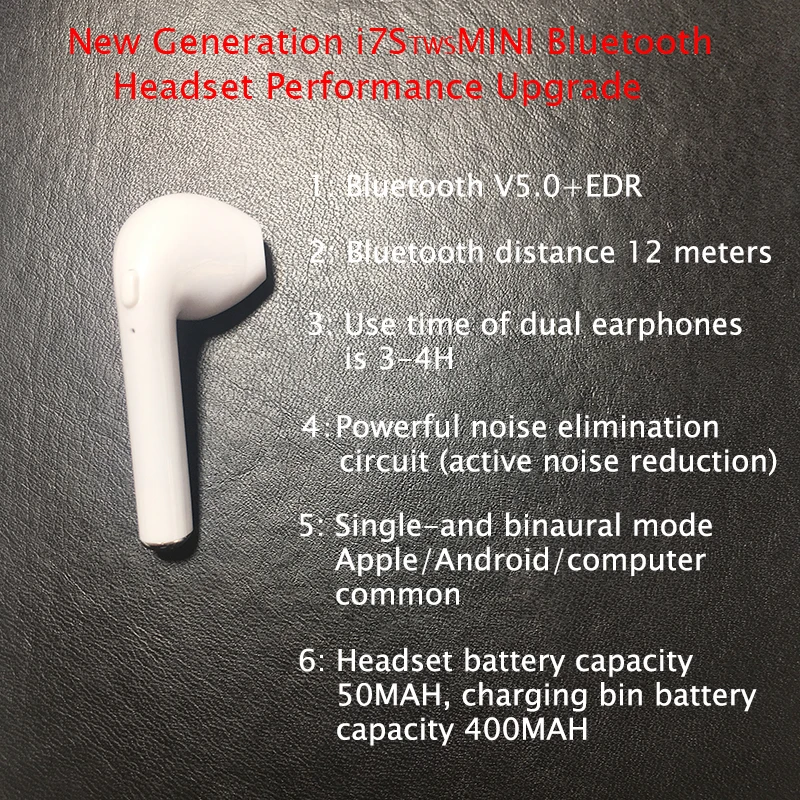 I7XminiTWS ушной раковины беспроводной Bluetooth 5 0 стерео con Мик коробка de carga 1: 1PKW1 чип