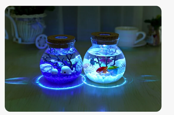 Leedome RGB светодиодный ночник романтическая морская рыба камень океан бутылка из серии «сделай сам» Подводные ночные лампы на Рождество праздник освещение