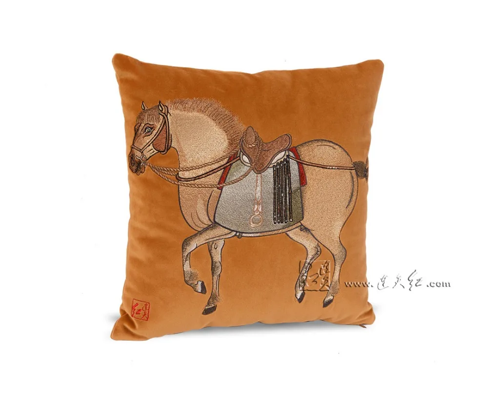 Home Decorative Throw Pillows Cushion bedding Six Steeds of Zhao Mausoleum Square 40*40 Living room Sofa Car Seat Cusion Cotton | Дом и сад