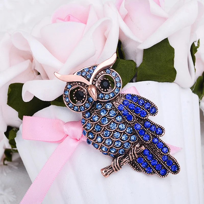 Винтажная антикварные брошки с большими птицами и синими совами булавка для