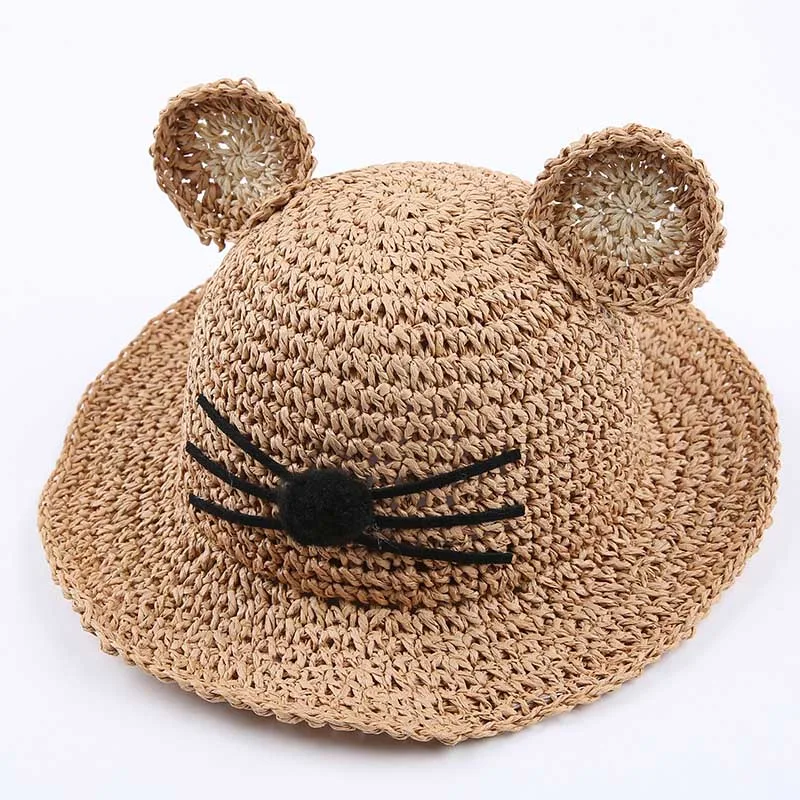 Детская соломенная шляпа с милым рисунком Летняя для маленьких девочек детская