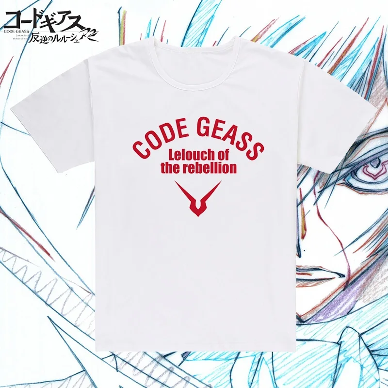 Высокое качество Q унисекс аниме Код футболки с принтом Geass футболка Lelouch Lamperouge R2