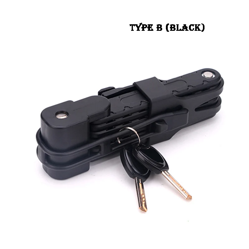 TYPE B BLACK Велосипедные складывающиеся замки, анти-порезы, безопасность, MTB, складной велосипедный замок, профессиональная Противоугонная защита, сплав, сталь, складной велосипедный замок - Цвет: TYPE B BLACK