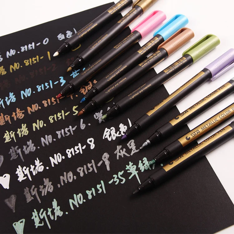 

Sta 2 мм 10 цветов металлическая фотография день рождения подарочная карта серебряный золотой белый маркер для школы и офиса