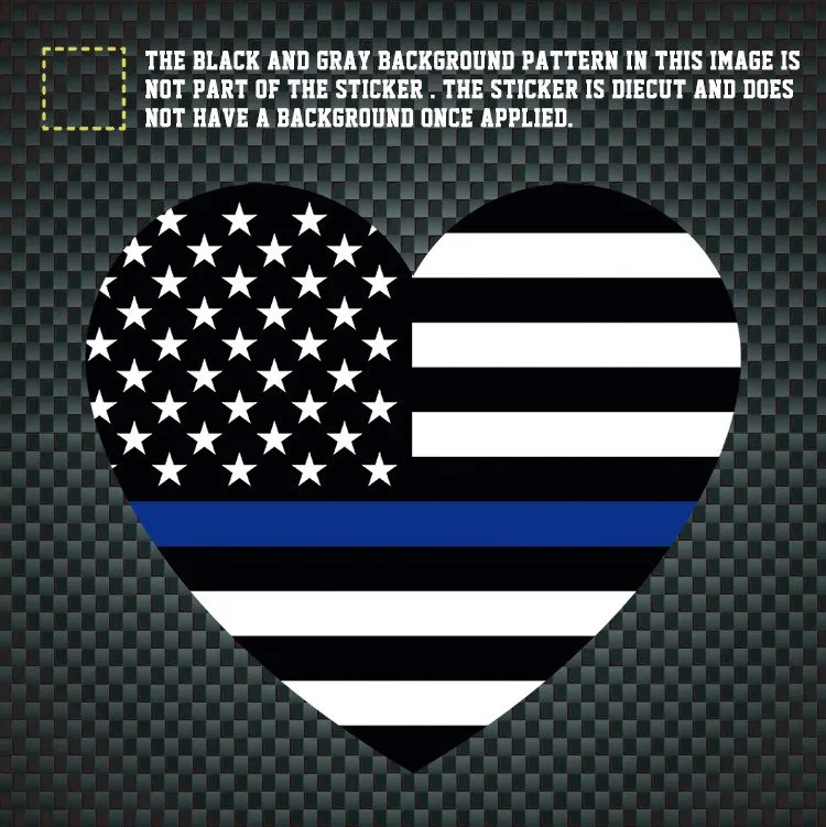 Reflective PET HEART Shape Police Thin Blue Line Decal Sticker | Автомобили и мотоциклы