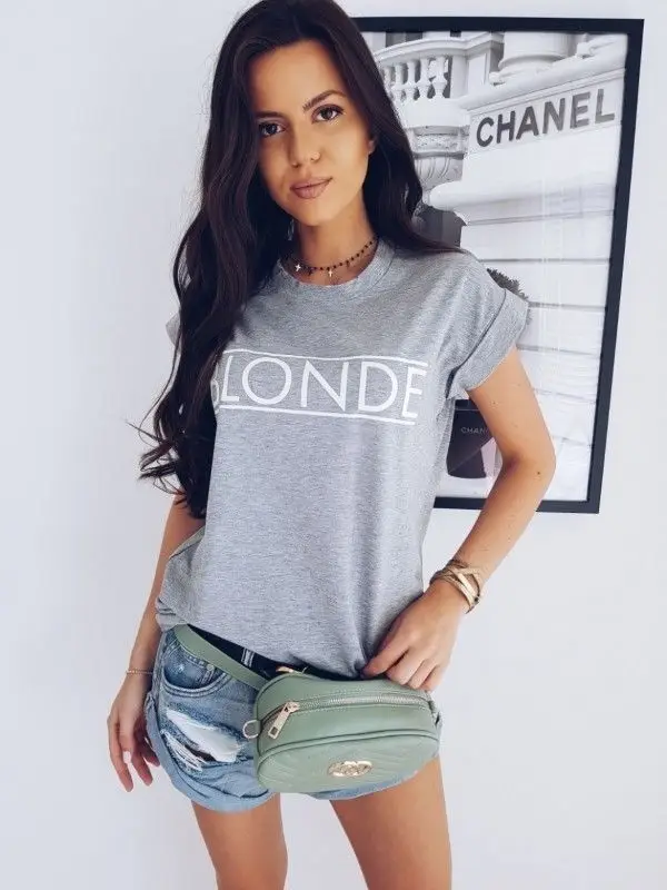 BLOND Gray Горячая Распродажа, женские летние футболки с буквенным принтом, свободные, короткий рукав, модные повседневные топы, футболки, тройник, брюнет и блонд - Цвет: BLOND Gray