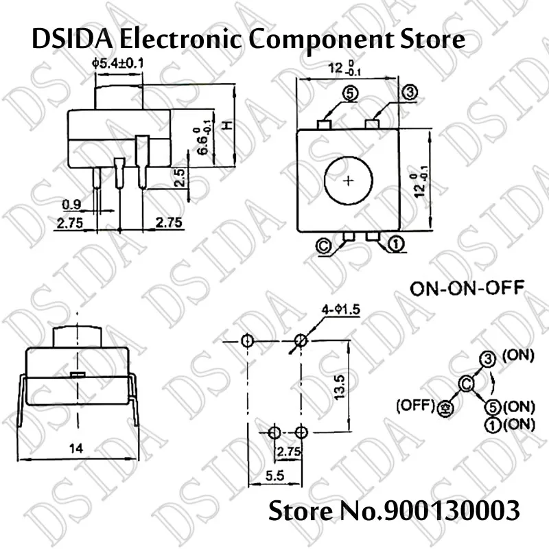 10 шт. 1212-214A 4-контактный светодиодный кнопочный переключатель 12X12X9 5 мм