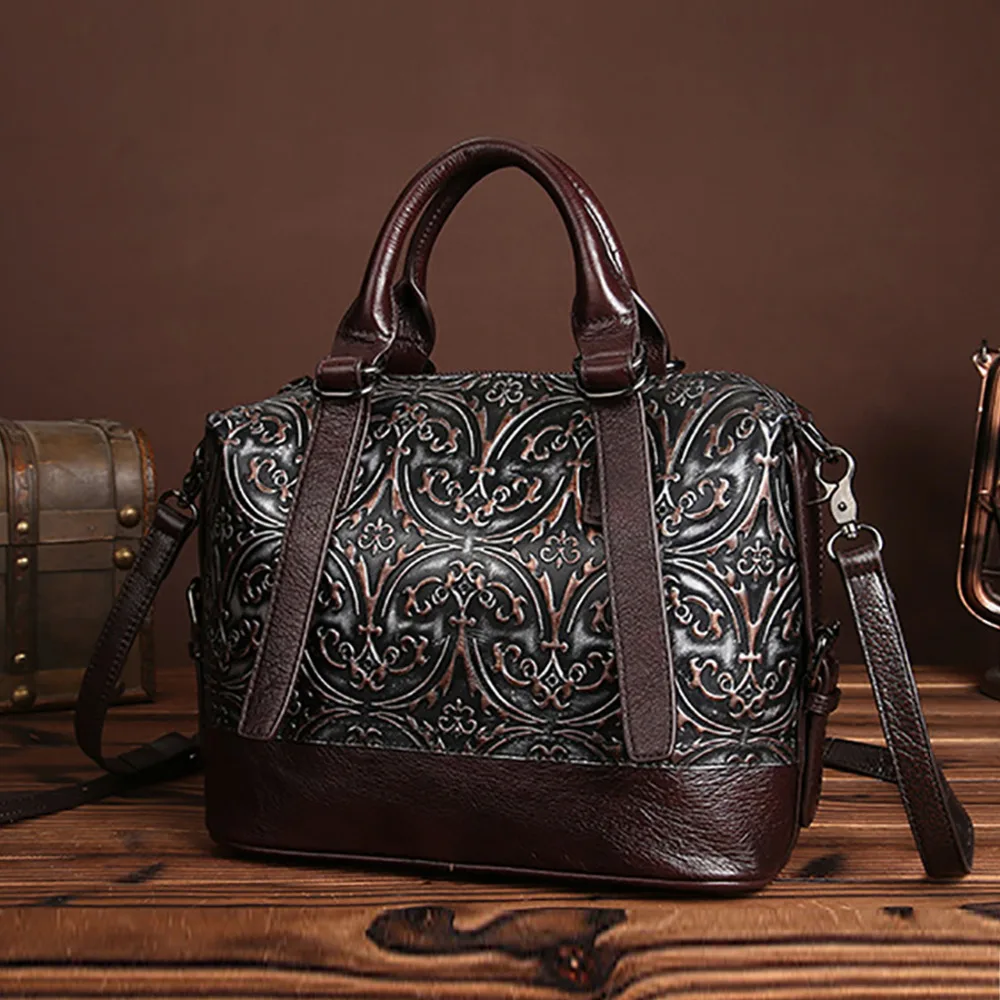 Модная женская сумка из натуральной тисненой кожи винтажная модная повседневная