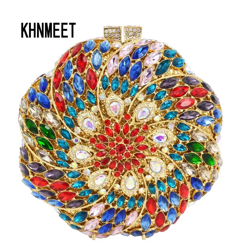 Роскошные вечерние сумки KHNMEET женские клатчи с блестящими кристаллами дамские