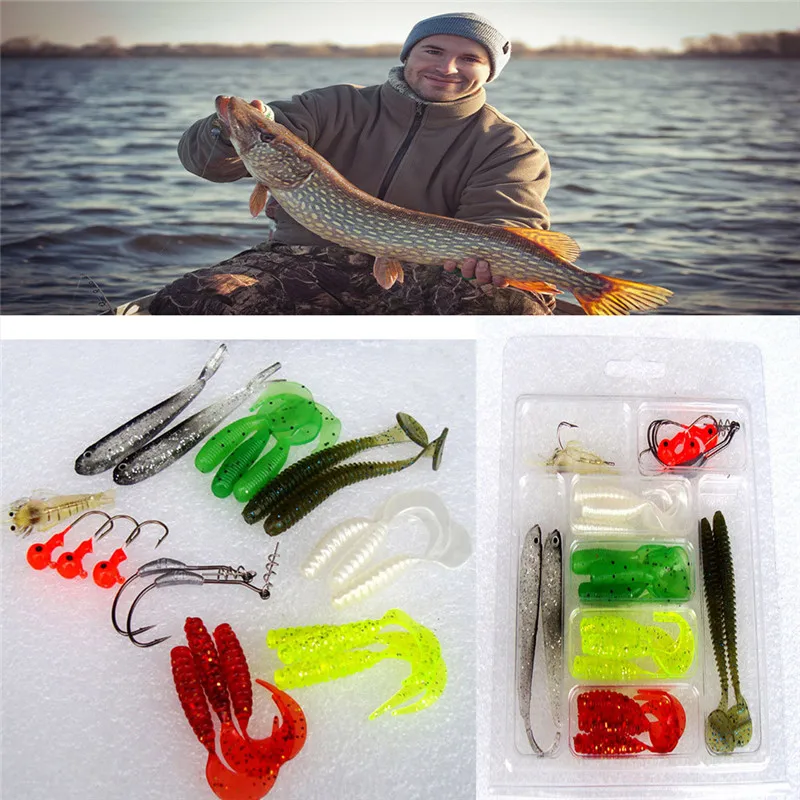 22 шт. рыболовные приманки мягкие приманки|worm lure|fishing lurebait set |