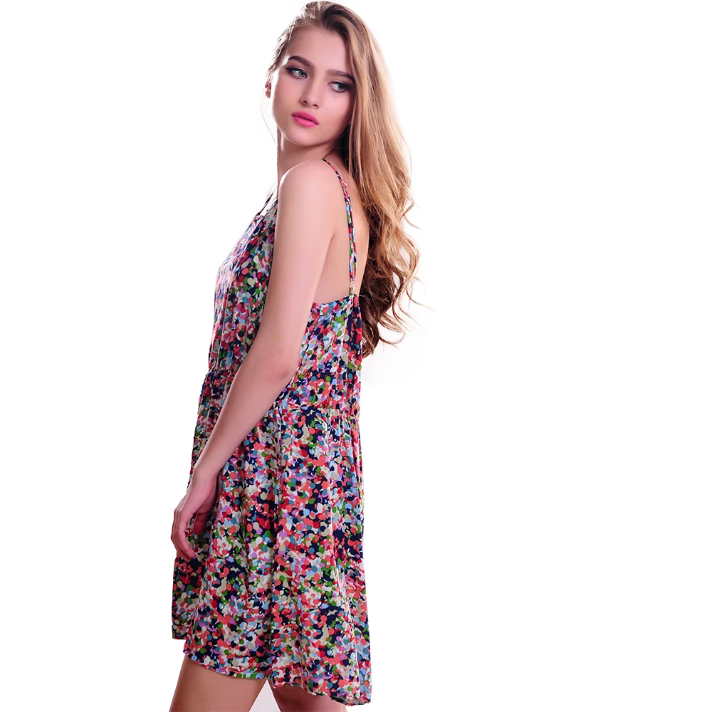 Женское шифоновое платье с цветочным принтом повседневное пляжное без рукавов в